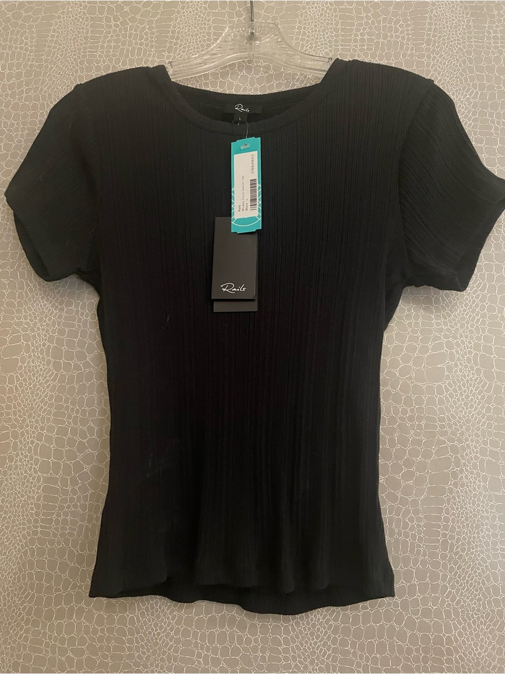 Rails Mickey Black Ribbed Short-Sleeve Top